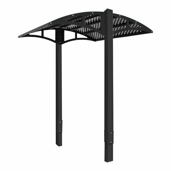 Paris Site Furnishings PSF Shade Series Jet Black Inground Mounted Steel Canopy - 85.5'' x 78'' x 98.75'' 969DPSIGBJB